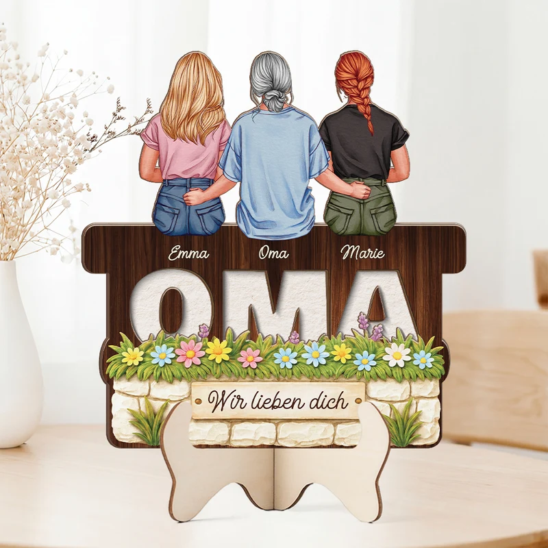 Mama Wir Lieben Dich - Personalisiertes Geschenk | Holzaufsteller Mama/Oma