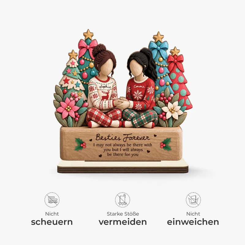 [3D-Optik] Ich Bin Immer Für Dich Da - Holzaufsteller Personalisiert Mit Standfuß Weihnachten Beste Freundin