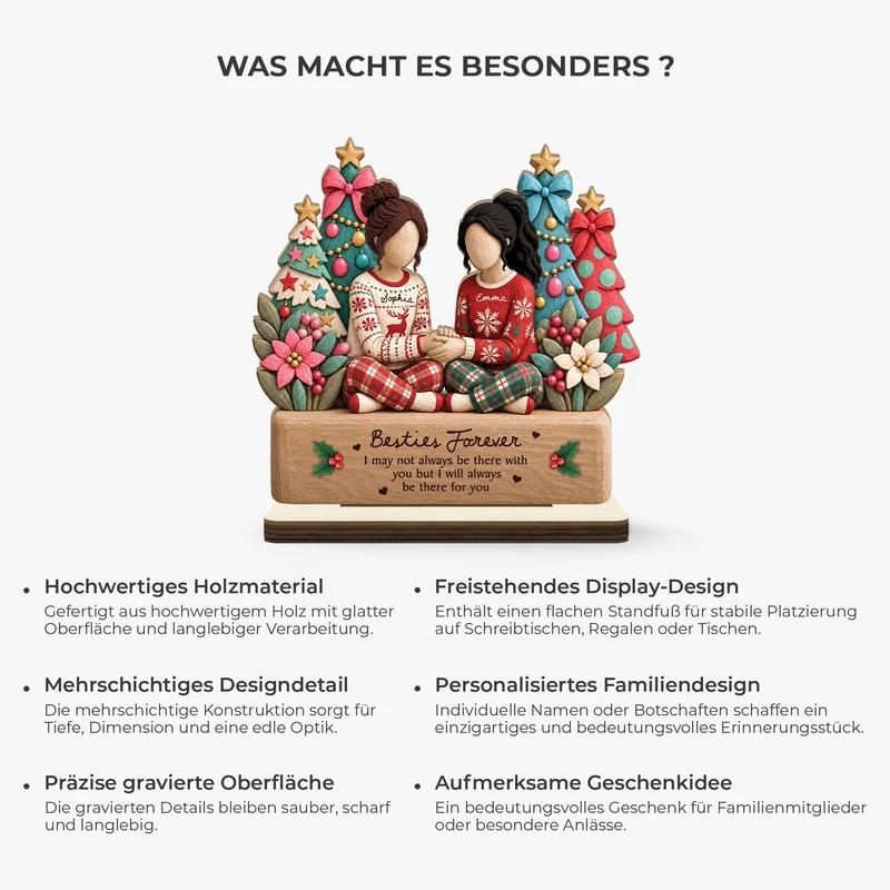[3D-Optik] Ich Bin Immer Für Dich Da - Holzaufsteller Personalisiert Mit Standfuß Weihnachten Beste Freundin