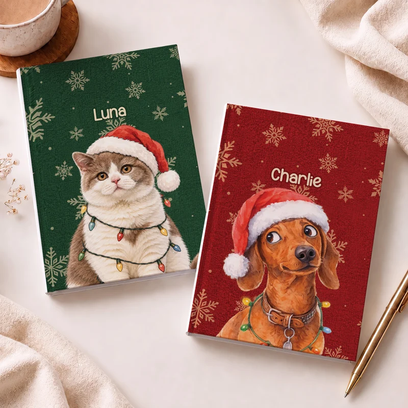 Hund Katze Haustier AI Bild Generator - Personalisiertes Notizbuch A5 Weihnachten