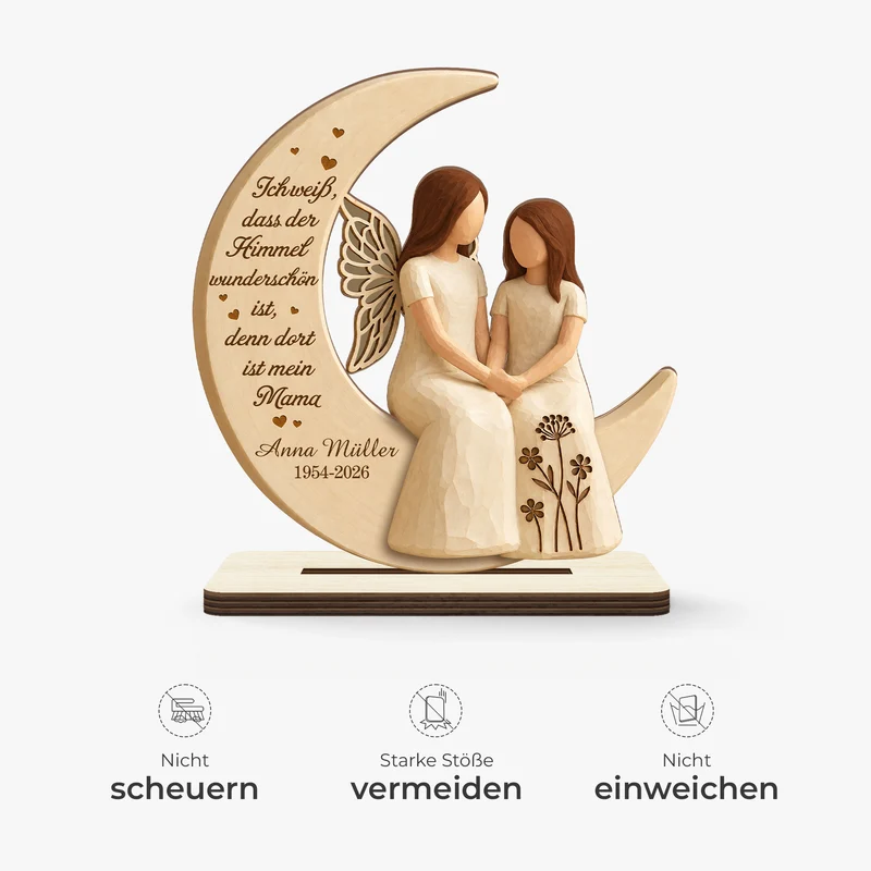 [3D-Optik] Ich Weiß Dass Der Himmel Wunderschön Ist - Holzaufsteller Personalisiert Mit Standfuß Zur Erinnerung