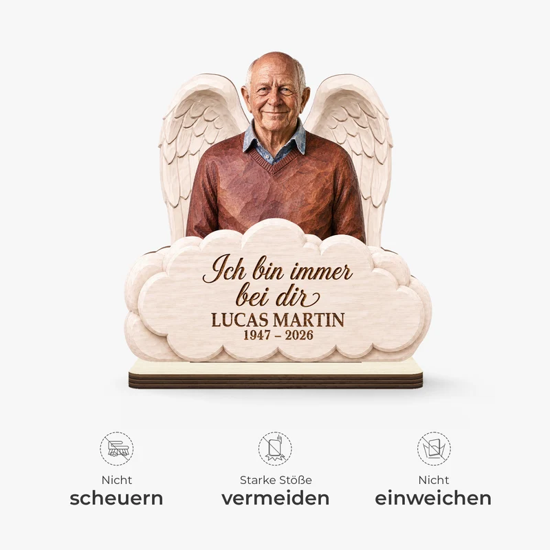 Ich Bin Immer Bei Dir - Personalisierte Trauergeschenke | Holzaufsteller Mit Standfuß Foto
