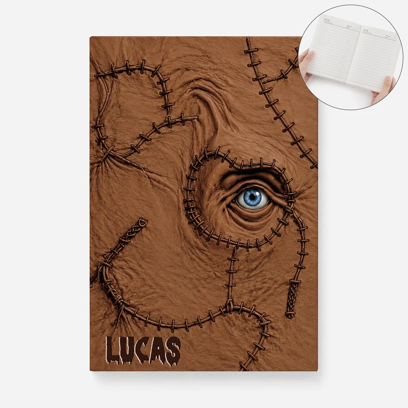 [3D-Optik] Frankenstein Naht - Personalisiertes Notizbuch A5 Halloween Gruselig