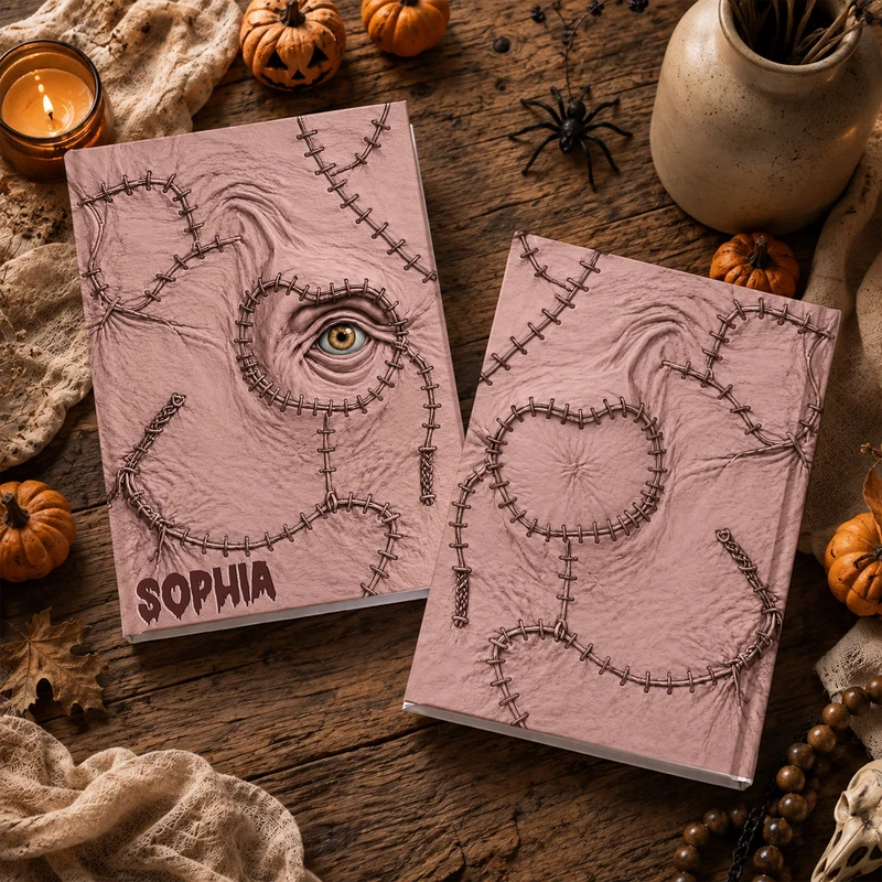 [3D-Optik] Frankenstein Naht - Personalisiertes Notizbuch A5 Halloween Gruselig