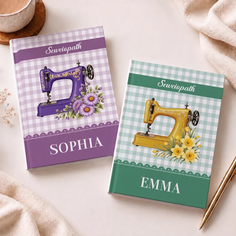 Sewciopath + Geburtsmonat Blume - Personalisiertes Notizbuch A5 Nähen