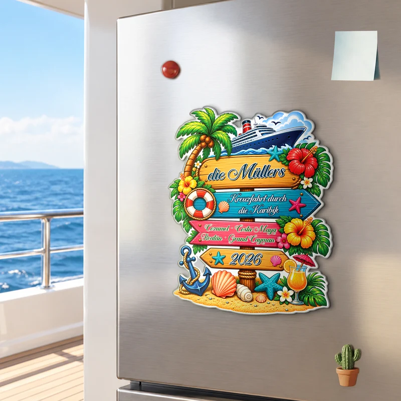 Familie Kreuzfahrt - Acryl Kühlschrankmagnet Personalisiert