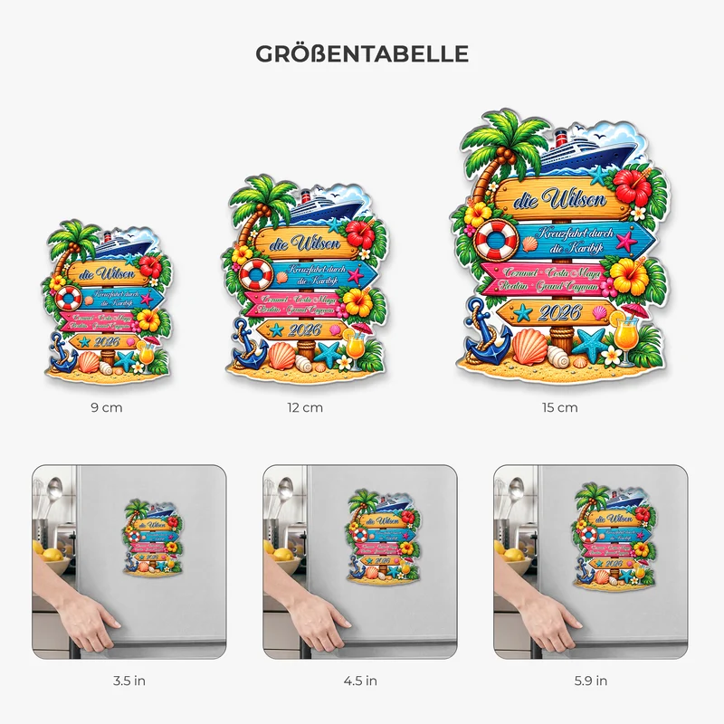 Familie Kreuzfahrt - Acryl Kühlschrankmagnet Personalisiert