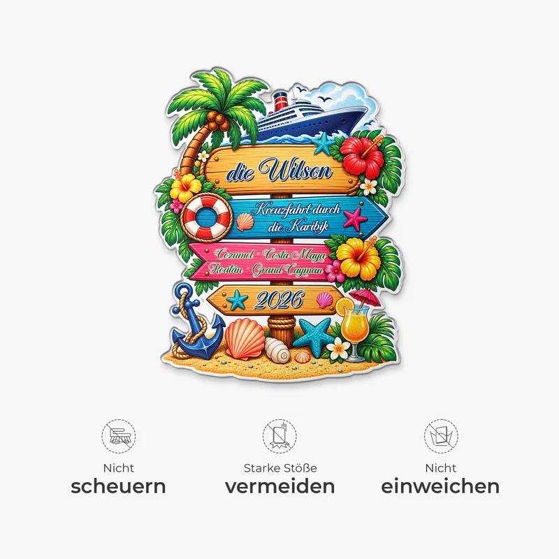 Familie Kreuzfahrt - Acryl Kühlschrankmagnet Personalisiert
