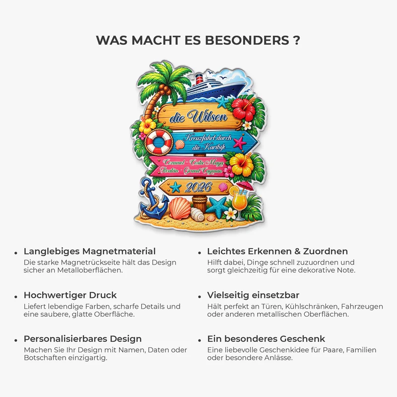 Familie Kreuzfahrt - Acryl Kühlschrankmagnet Personalisiert