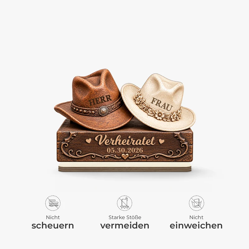 Cowboy Cowgirl Pferd - Holzaufsteller Personalisiert Mit Standfuß Paar