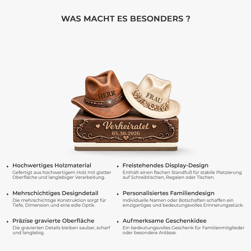 Cowboy Cowgirl Pferd - Holzaufsteller Personalisiert Mit Standfuß Paar