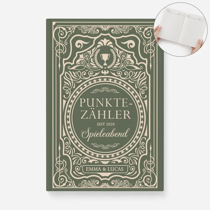 Spieleabend - Personalisiertes Notizbuch A5 Familie Paar