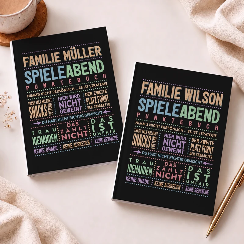 Spieleabend - Personalisiertes Notizbuch A5 Familie