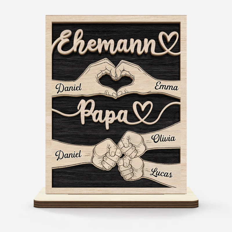 Ehemann Papa - Personalisiertes Geschenk | Holzaufsteller Mit Standfuß