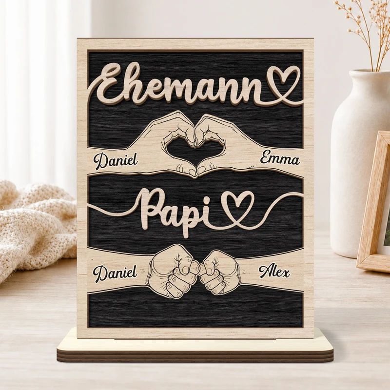 Ehemann Papa - Personalisiertes Geschenk | Holzaufsteller Mit Standfuß