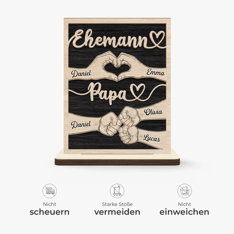 Ehemann Papa - Personalisiertes Geschenk | Holzaufsteller Mit Standfuß