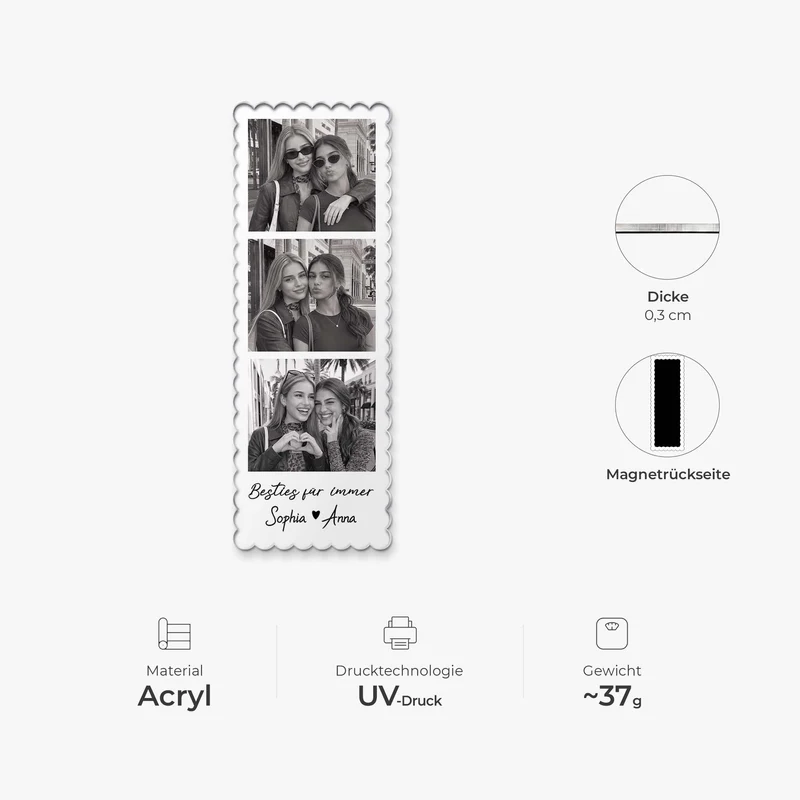 Beste Freundin Sprüche Kurz - Acryl Magnet Personalisiert Foto