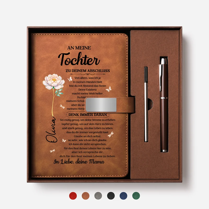 An Meine Tochter Zu Deinem Abschluss - Personalisiertes Geschenk | Notizbuch Mit Stift