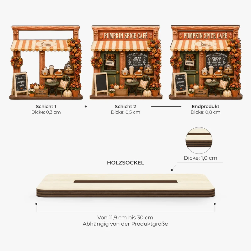 Pumpkin Spice Café - Personalisiertes Geschenk | Holzaufsteller Mit Standfuß Herbst