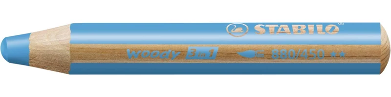 STABILO woody 3in1 Buntstift Cyan 10 cm