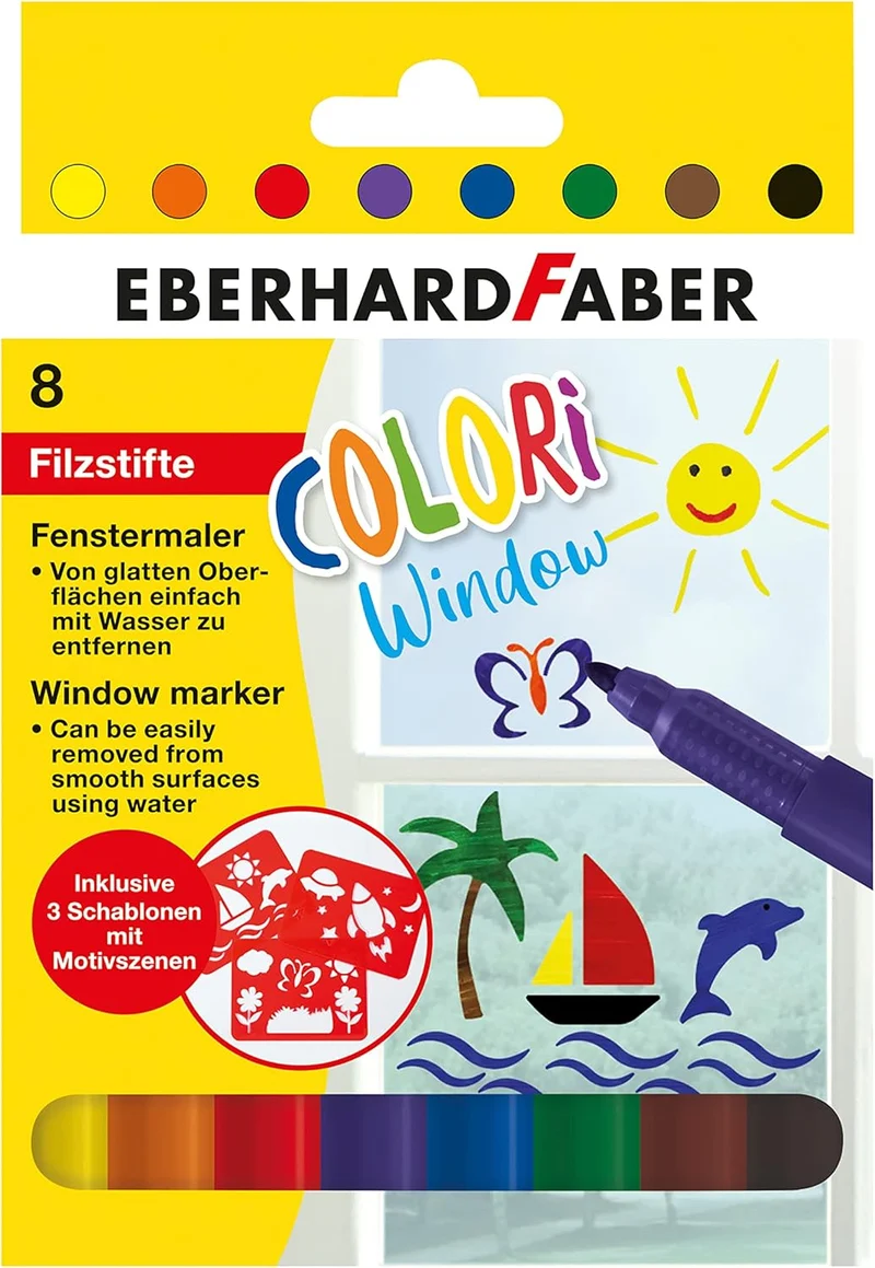 Eberhard Faber Window Marker 8er Set mit Schablonen