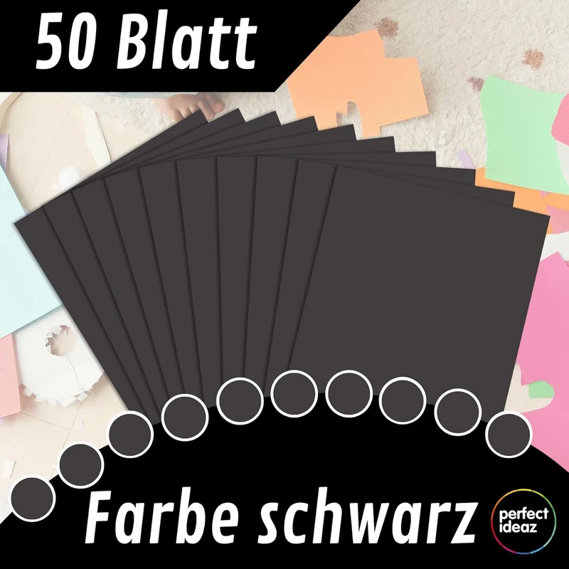 50 Blatt Fotokarton DIN-A4, Schwarz, 300 g/m², made in Germany, Blauer Engel zertifiziert