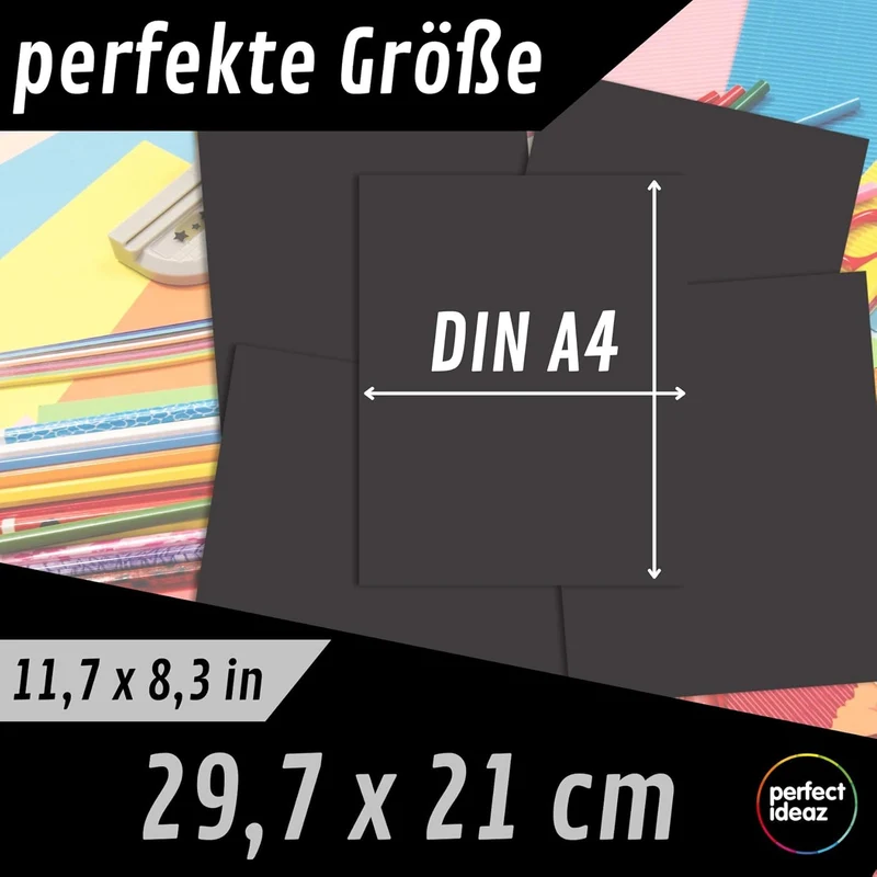 50 Blatt Fotokarton DIN-A4, Schwarz, 300 g/m², made in Germany, Blauer Engel zertifiziert