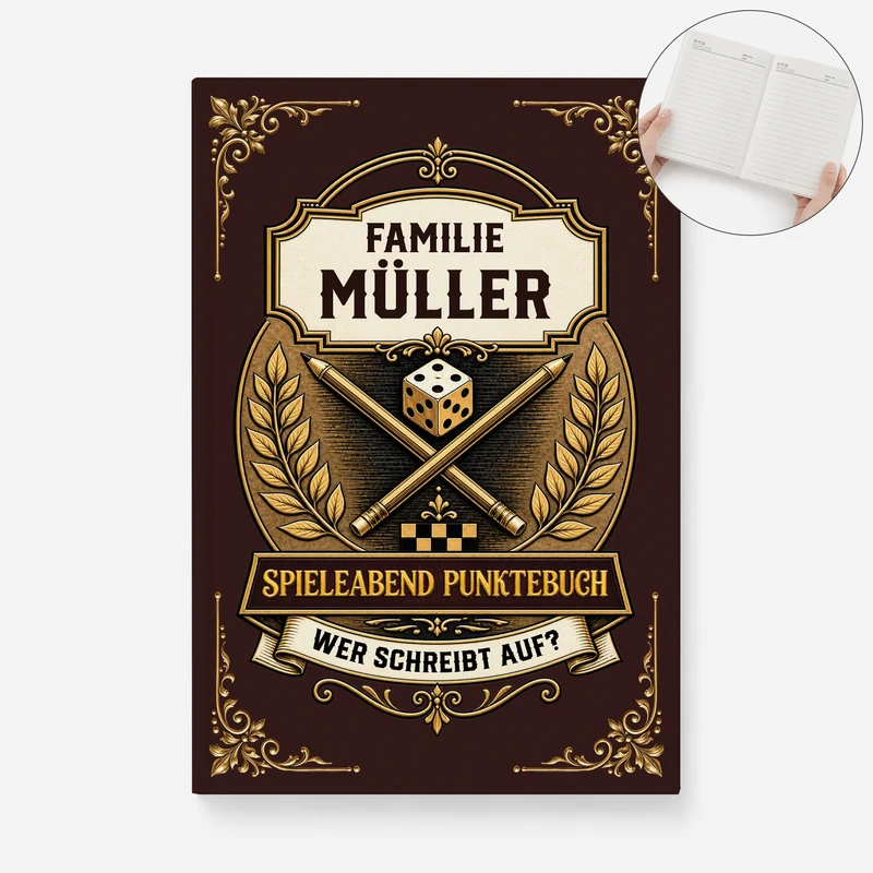 Spieleabend Punktebuch - Personalisiertes Notizbuch A5 Familie