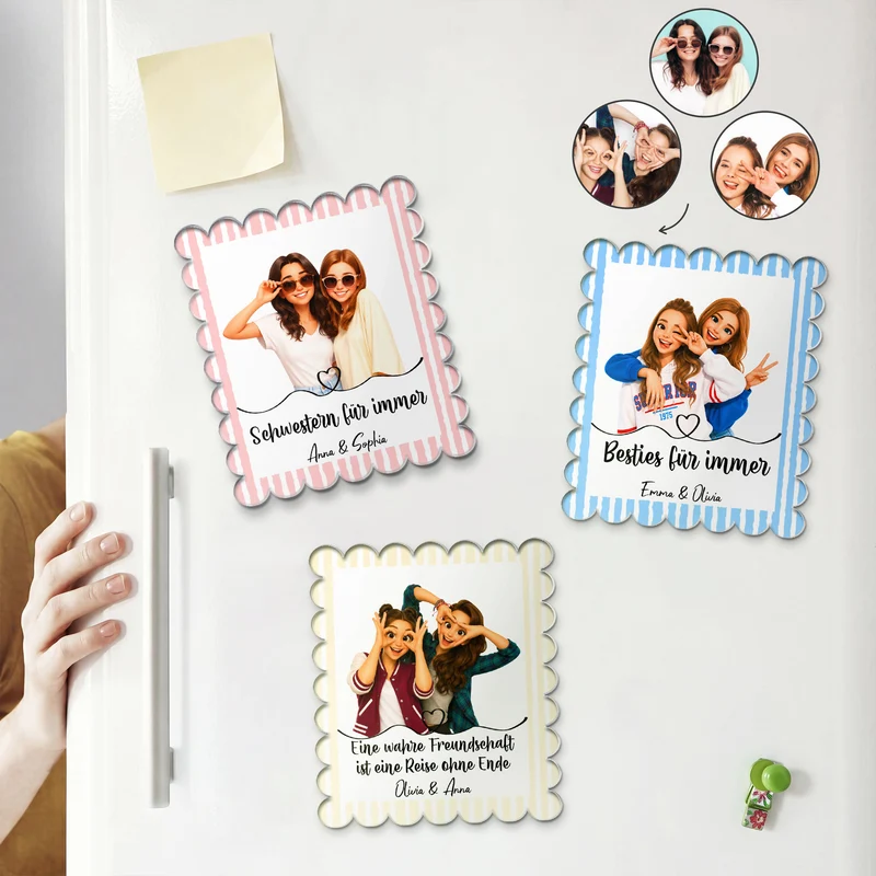 Schwestern Für Immer - Acryl Kühlschrankmagnet Personalisiert Beste Freundin