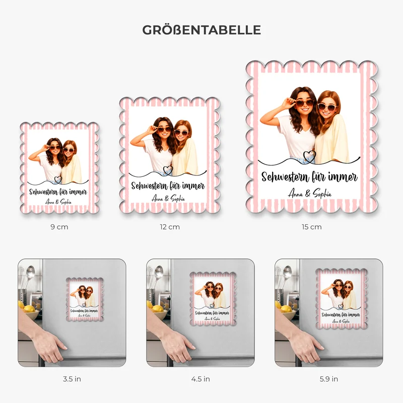 Schwestern Für Immer - Acryl Kühlschrankmagnet Personalisiert Beste Freundin