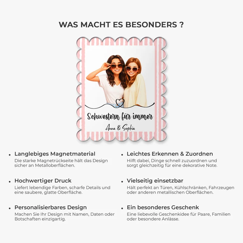 Schwestern Für Immer - Acryl Kühlschrankmagnet Personalisiert Beste Freundin