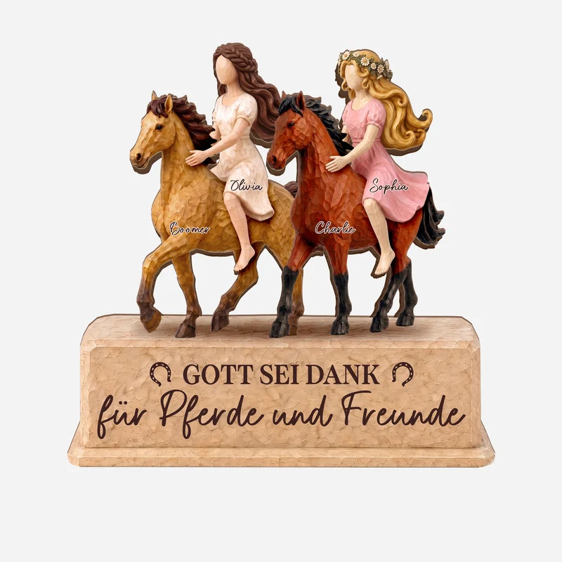 [3D-Optik] Reiten Ist Schöner Mit Der Besten Freundin - Holzaufsteller Personalisiert Mit Standfuß