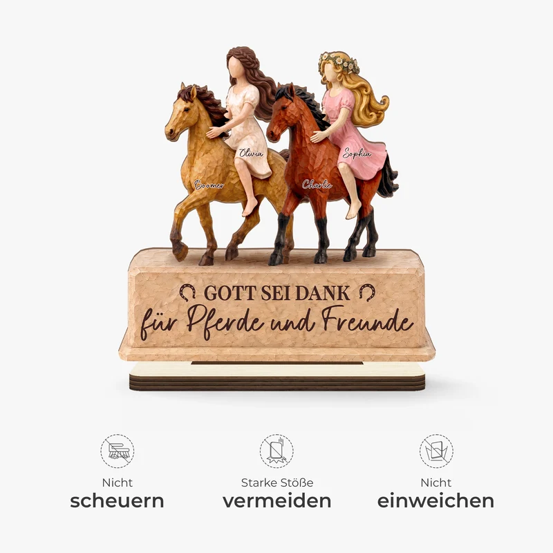 [3D-Optik] Reiten Ist Schöner Mit Der Besten Freundin - Holzaufsteller Personalisiert Mit Standfuß