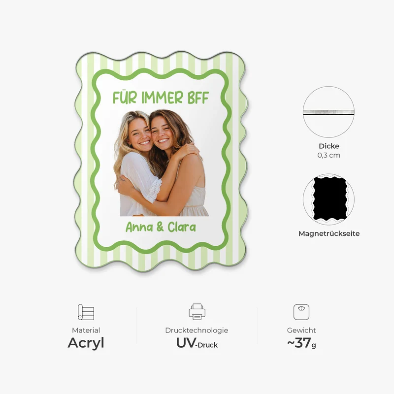 Besties Für Immer - Personalisierte Geschenke Foto | Acryl Magnet Beste Freunde