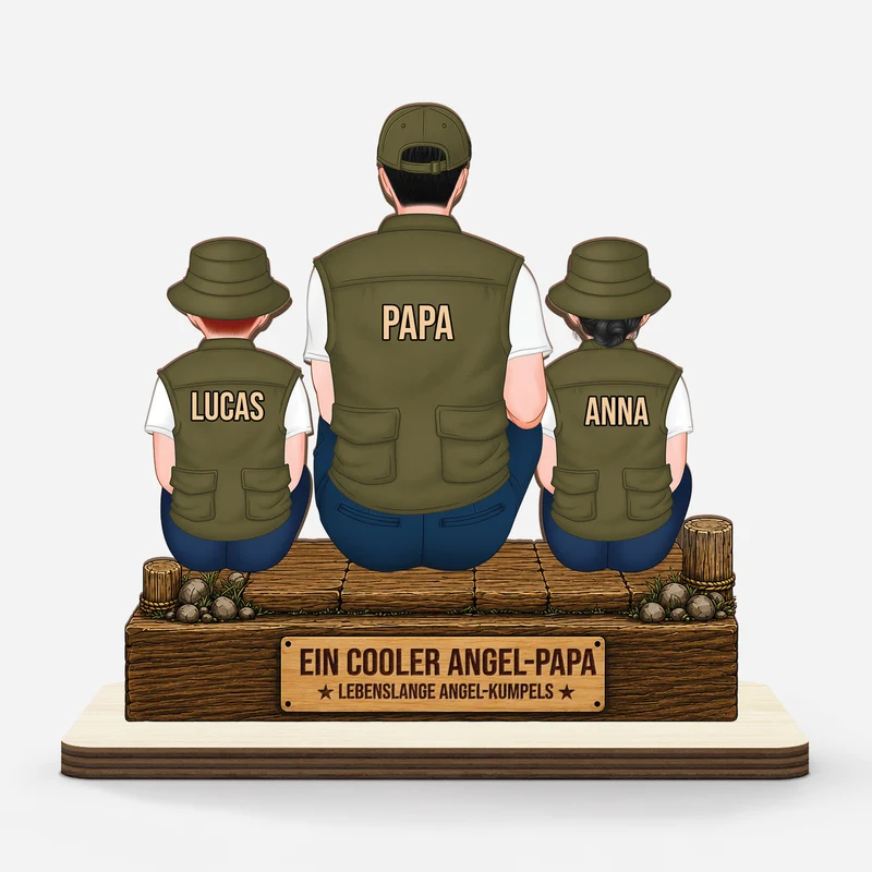 Lebenslange Angel-Kumpels - Personalisierte Geschenke Papa | Holzaufsteller Mit Standfuß