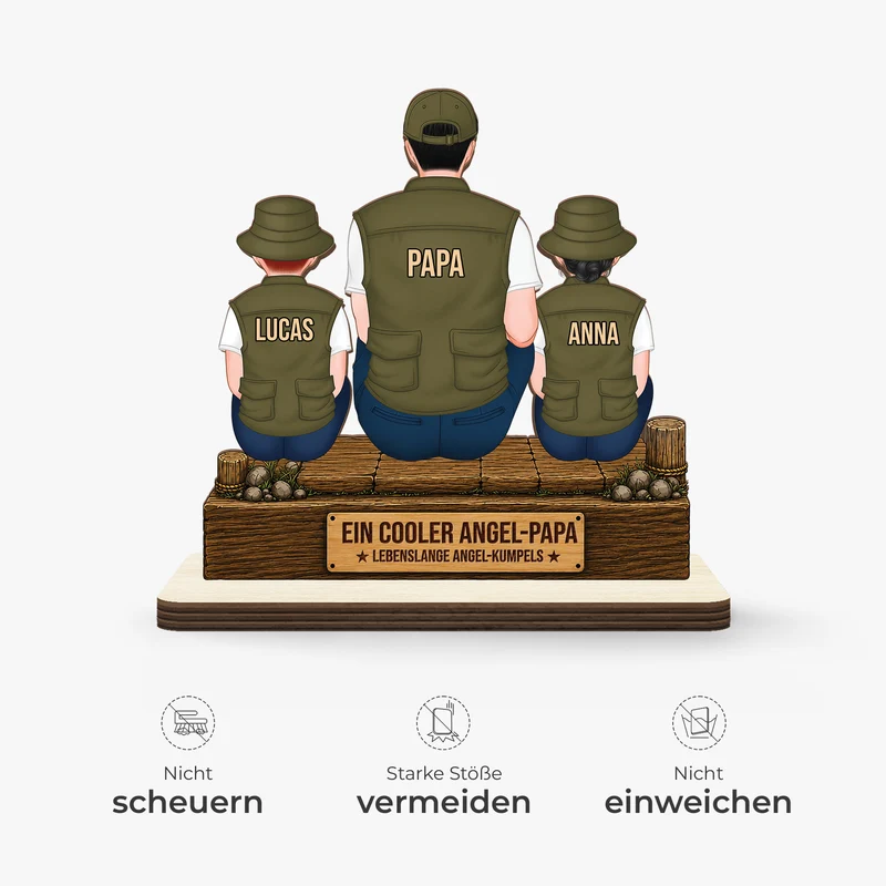 Lebenslange Angel-Kumpels - Personalisierte Geschenke Papa | Holzaufsteller Mit Standfuß