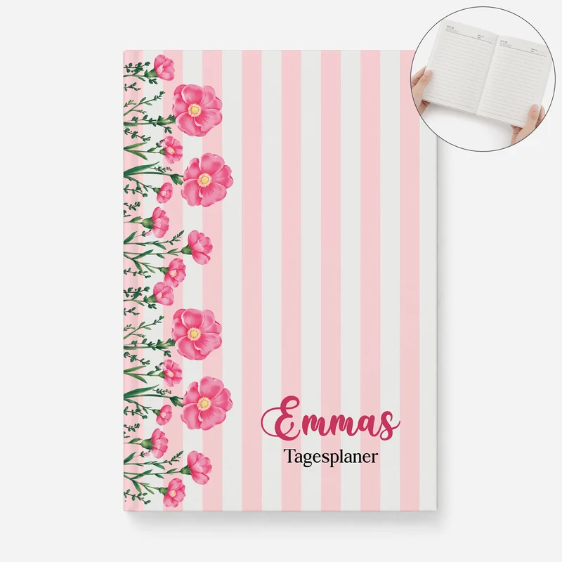 Tagesplaner + Geburtsmonat Blume - Personalisiertes Notizbuch A5 Frauen
