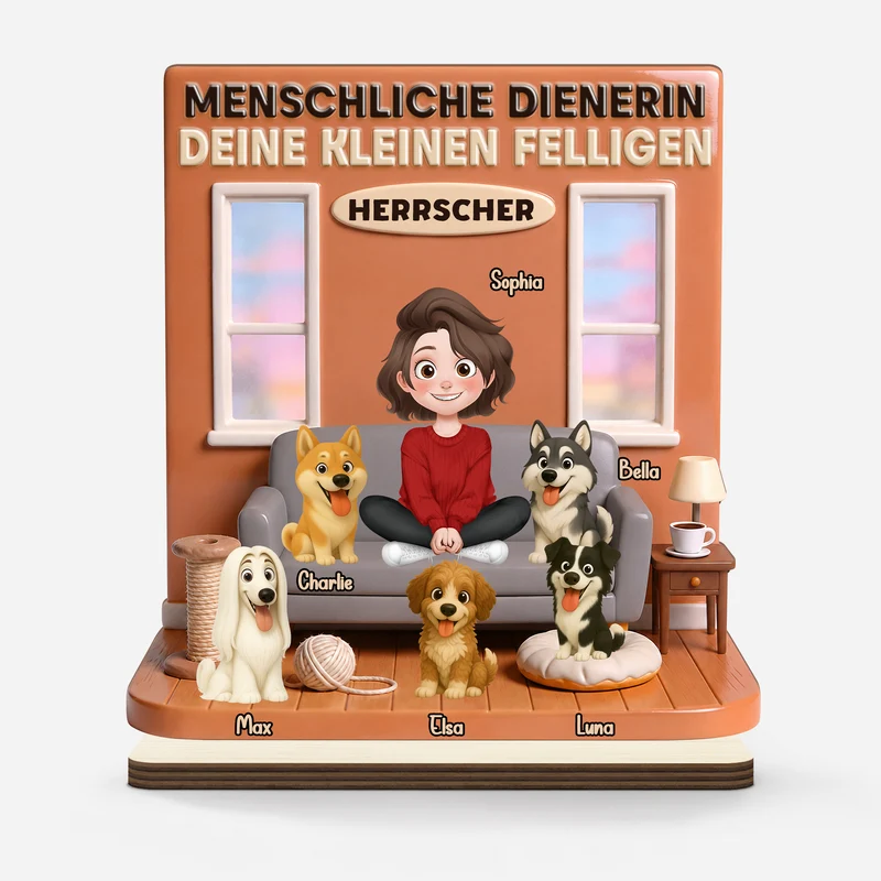 [3D-Optik] Menschlicher Diener - Personalisierte Hunde Geschenke | Holzaufsteller