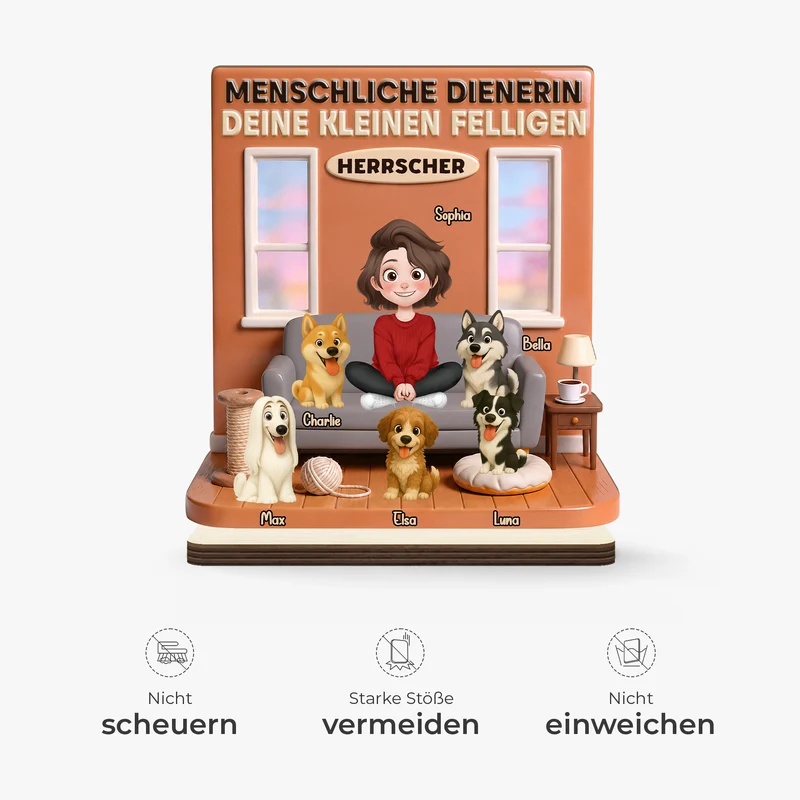 [3D-Optik] Menschlicher Diener - Personalisierte Hunde Geschenke | Holzaufsteller
