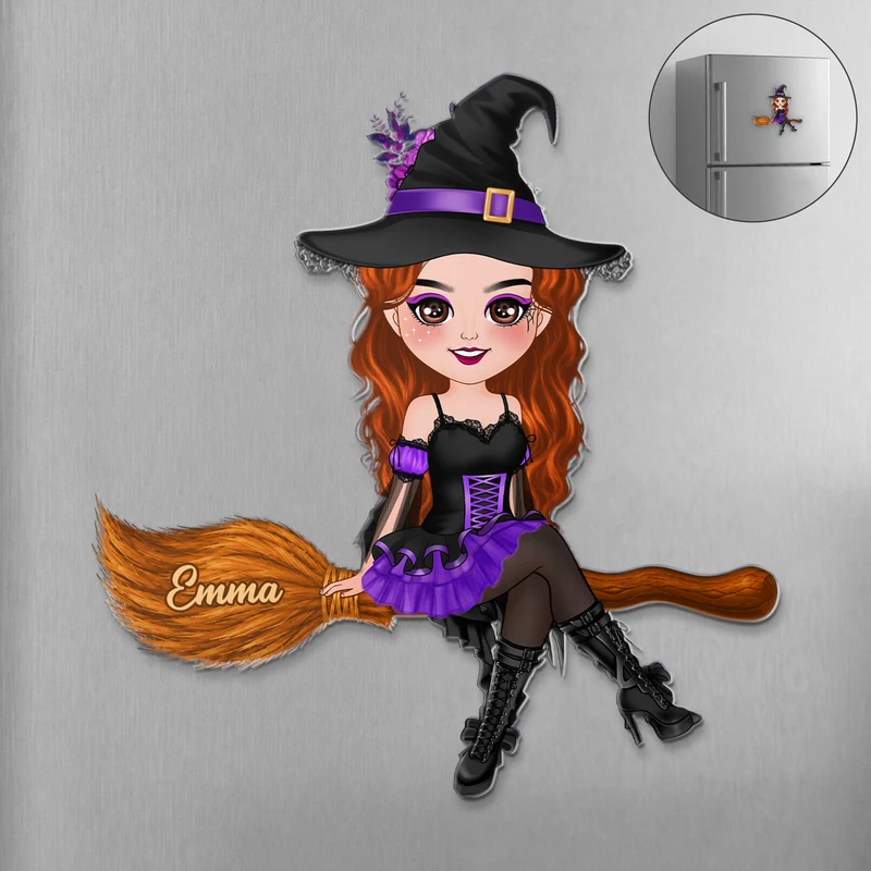 Hexe Frau - Personalisiertes Geschenk | Acryl Magnet Halloween
