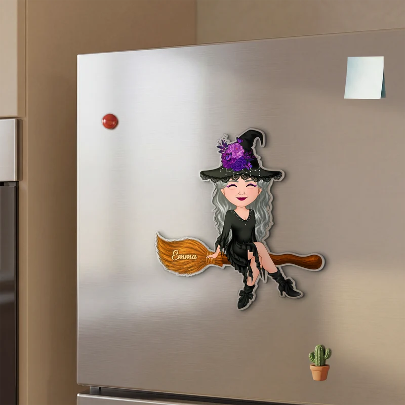 Hexe Frau - Personalisiertes Geschenk | Acryl Magnet Halloween