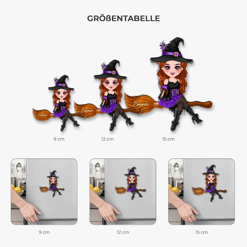 Hexe Frau - Personalisiertes Geschenk | Acryl Magnet Halloween