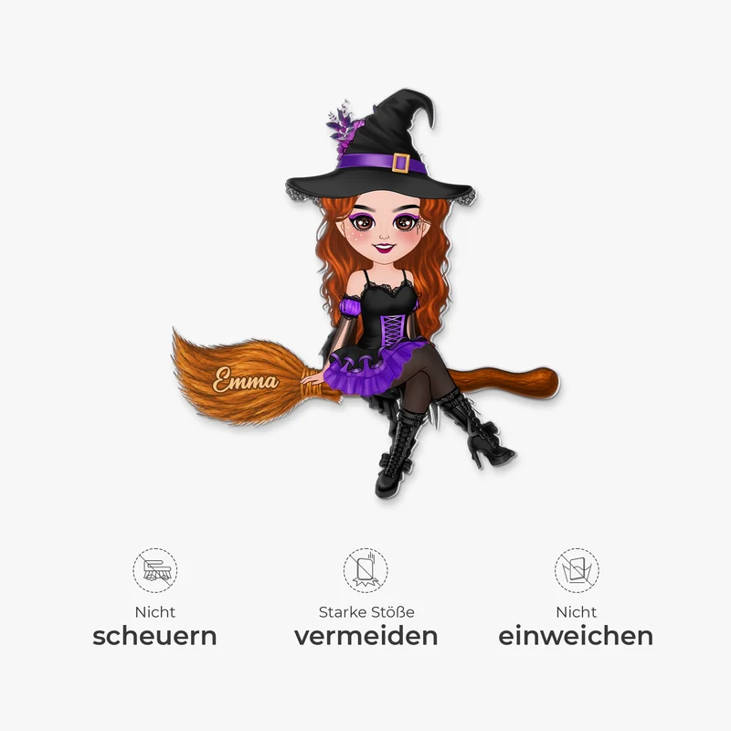 Hexe Frau - Personalisiertes Geschenk | Acryl Magnet Halloween