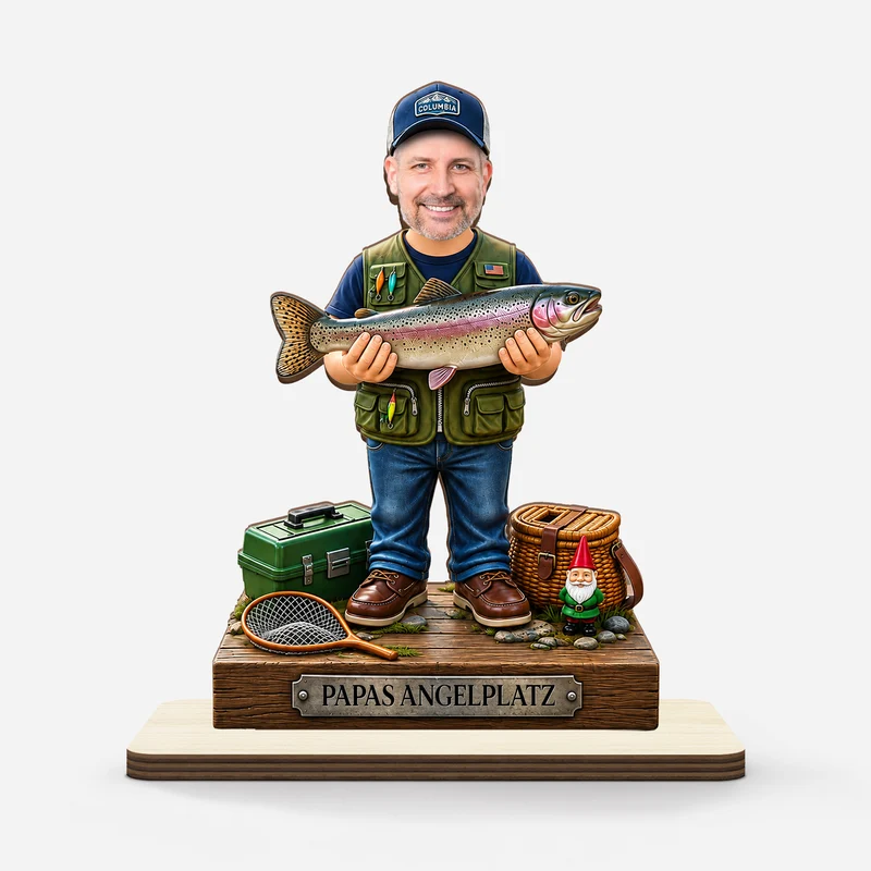 [3D-Optik] Papas/Opas Angelplatz - Holzaufsteller Personalisiert Mit Standfuß Foto