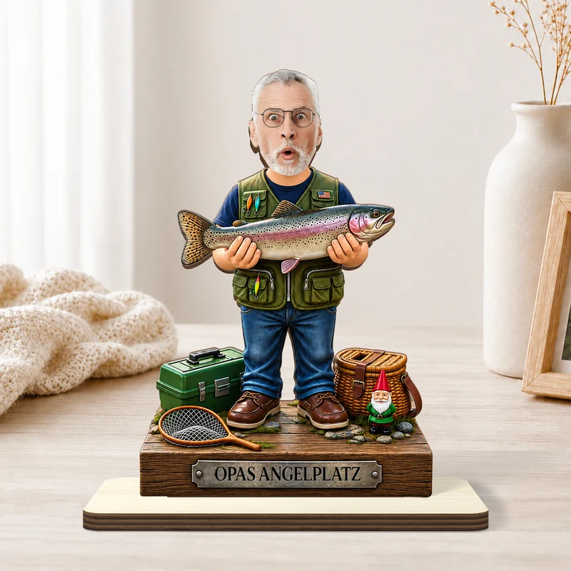 [3D-Optik] Papas/Opas Angelplatz - Holzaufsteller Personalisiert Mit Standfuß Foto