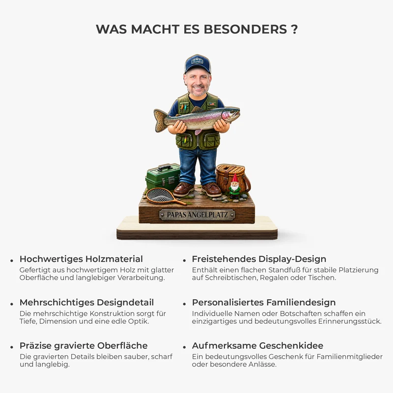 [3D-Optik] Papas/Opas Angelplatz - Holzaufsteller Personalisiert Mit Standfuß Foto