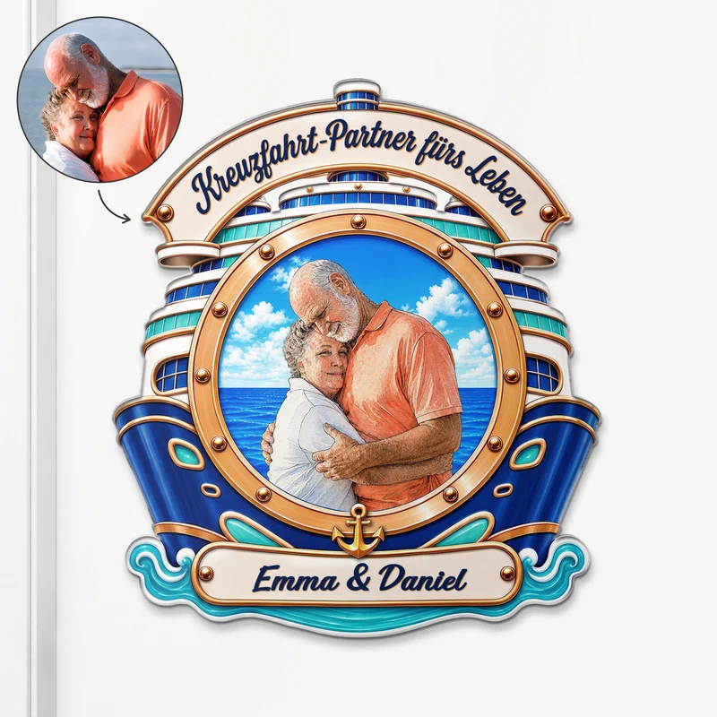 Kreuzfahrt-Partner Fürs Leben - Personalisierte Geschenke Paar | Acryl Magnet AI Bild Generator