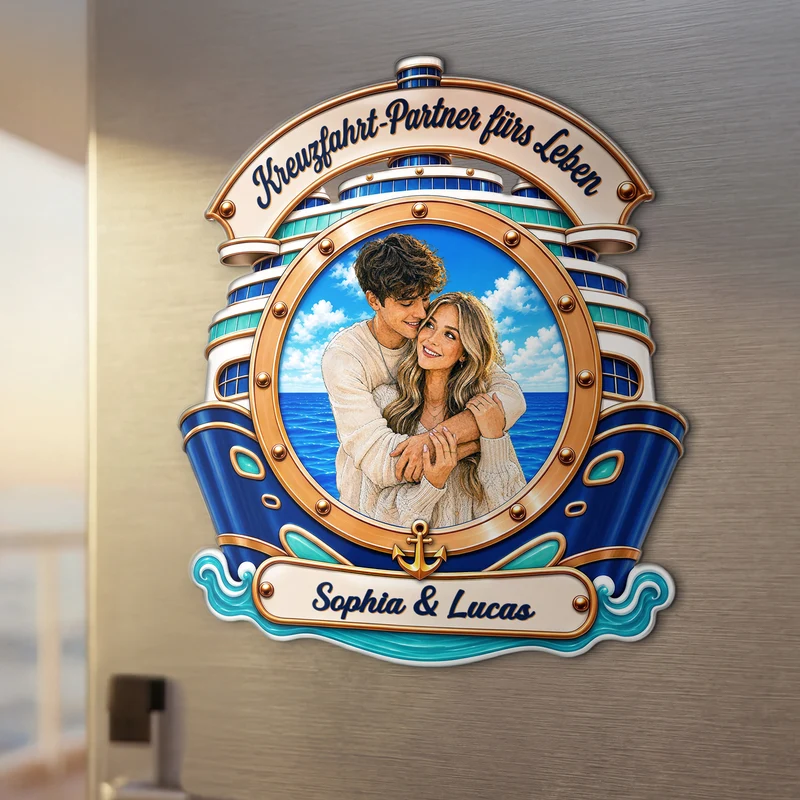 Kreuzfahrt-Partner Fürs Leben - Personalisierte Geschenke Paar | Acryl Magnet AI Bild Generator