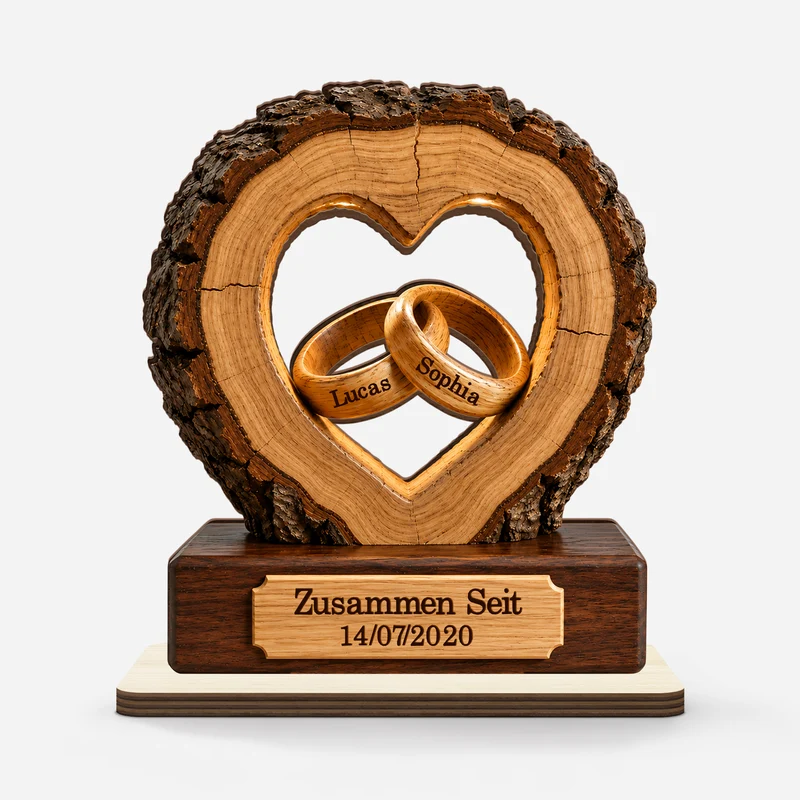 [3D-Optik] Für Immer Zusammen - Personalisierte Geschenke Paar | Holzaufsteller Mit Standfuß