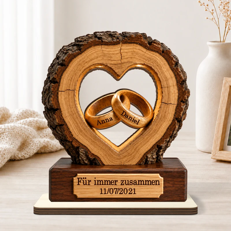 [3D-Optik] Für Immer Zusammen - Personalisierte Geschenke Paar | Holzaufsteller Mit Standfuß